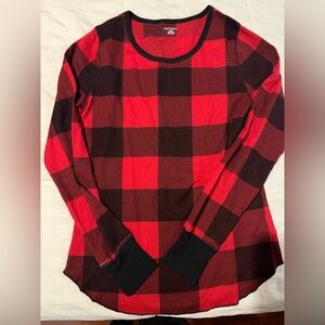 Plaid Red and Black Women's Pajama Top